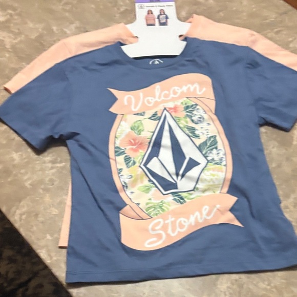 Volcom Kids 2 Pack Tees - Peach and Navy - Picture 2 of 2